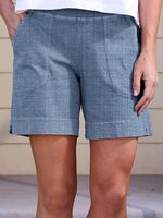 Solid Pockets Casual Shorts