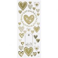 Creotime stickers hartjes goud 10 x 24 cm 33-delig