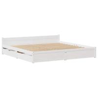 VidaXL Bedframe Met Lades Massief Grenenhout Wit 160x200 cm, Twijfelaar Bed, Bedbodem, Slaapkamermeubel, 2 Persoonsbed