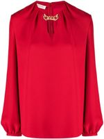 Valentino Garavani blouse en soie à détail de chaîne - Rouge