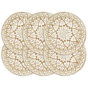 VidaXL Placemats 6 st rond 38 cm jute wit