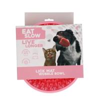 Eat Slow Live Longer Licking Mat Wiggle Bowl Pawprints - 17 cm - snuffelmat - Anti-snuffelbak - Slowfeeder - afleiding - beloning - honden en katten - voor lekkernijen - 100% siliconen - vaatwasser