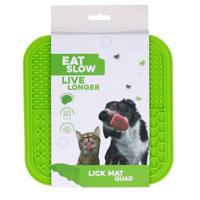 Eat Slow Live Longer Lickmat Quartet - 20 x 20 cm - snuffelmat - anti-kras mat - slowfeeder - 100% siliconen - vaatwasmachinebestendig - groen