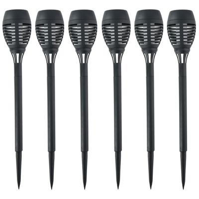 Solar tuinlamp fakkels/toortsen - 6x - met vlam effect - zwart - 48 cm Solar tuinlamp fakkels/toortsen - 6x - met vlam effect - zwart - 48 cm