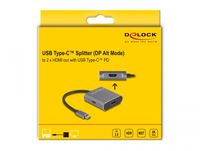 Delock 87805 USB Type-C-splitter (DP Alt Mode) naar 2 x HDMI MST met USB Type-C PD - thumbnail