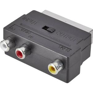 SpeaKa Professional SP-7870340 Cinch / SCART Adapter [3x Cinch-koppeling - 1x SCART-stekker] Zwart Met omschakelaar