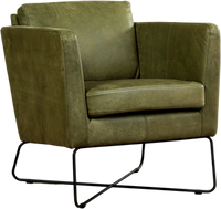 Olijfgroene leren moderne design fauteuil Crossover - Kenia Leer Olive (olijfgroen leer) - thumbnail