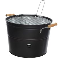 Grote zwarte houtskool barbecue/bbq emmer 33 x 24 cm rond - thumbnail