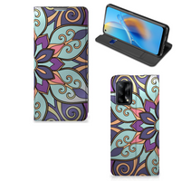 OPPO A74 4G Smart Cover Purple Flower - thumbnail