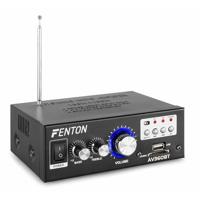 Fenton AV360BT - Miniversterker, stereoversterker, vermogen: 2 x 40 watt RMS (8 ohm), impedantie: 8 ohm, Bluetooth, MP3-speler via USB/SD, mediaspeler, bas/treble, vooraf ingestelde equalizer, zwart