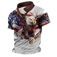 Adelaar Nationale vlag Vintage Sportkleding Casual Voor heren POLO Shirt Korte mouw Straat Dagelijks Feestdagen Lente zomer 3D Afdrukken Strijkijzer Wit blauw Micro-elastisch Polyester Lightinthebox