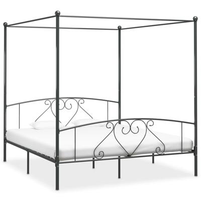 vidaXL Hemelbedframe metaal grijs 200x200 cm vidaXL Hemelbedframe metaal grijs 200x200 cm