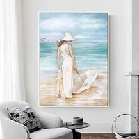 mooi meisje achteraanzicht strand canvas olieverfschilderij handgeschilderde moderne figuren esthetische kunstwerken muur canvas schilderij voor thuis muur slaapkamer decor geen frame Lightinthebox