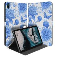 Uniek Nokia T20 Tablethoesje met Stand - Flowers Blue Design | B2C Telecom - thumbnail