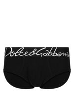 Dolce & Gabbana slip à taille logo en coton mélangé - Noir