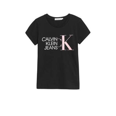 CALVIN KLEIN JEANS T-shirt van biologisch katoen zwart/wit/lichtroze