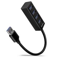 AXAGON AXAGON HUE-M1A Superspeed USB-A Mini Hub, 4x USB 3.0 - 20cm, schwarz USB 3.0-hub 4 poorten Zwart