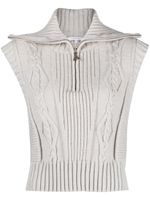 Patrizia Pepe ribbed cable-knit zipped jumper - Gris