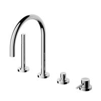 Badkraan Hotbath Buddy Inbouw Mengkraan Rond Glans Chroom 2 Greeps Handdouche en Uitloop