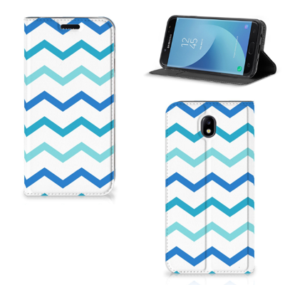Samsung Galaxy J7 2017 | J7 Pro Hoesje met Magneet Zigzag Blauw Samsung Galaxy J7 2017 | J7 Pro Hoesje met Magneet Zigzag Blauw