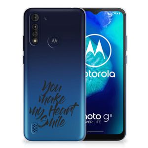 Motorola Moto G8 Power Lite Siliconen hoesje met naam Heart Smile