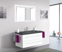 Saniclear Granite Black 100cm wit badkamermeubel met graniet bovenblad 1 kraangat