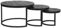 LABEL51 Salontafel 'Triplet' Mangohout, Set van 3 stuks, kleur Zwart