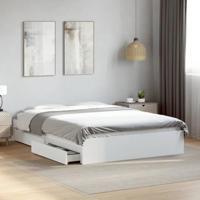 VidaXL Bedframe Met Lades Bewerkt Hout Wit 120x200 cm, Ombouw, 2 Persoonsbed, Bedbodem, Slaapkamermeubel
