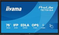iiyama ProLite TE7515A-B1AG 189,3 cm 75 inch IPS LED interactief display 4K UHD 40 touchpunten DeepContrast-IR HDMI DP USB-C USB3.2 RS-232c RJ45 OPS WiFi Android 14 OS Google EDLA iiControl AntiGlare