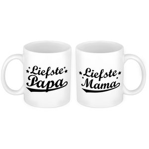 Liefste papa en mama mok - Cadeau beker set voor Papa en Mama