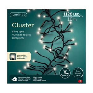 Clusterverlichting warm wit buiten 1128 lampjes 1000 cm inclusief timer en dimmer   -