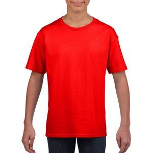 Rood basic t-shirt met ronde hals voor kinderen / unisex van katoen