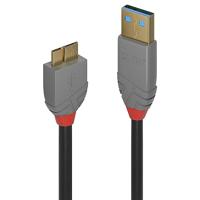 LINDY 36766 1 m USB 3.0 Type A naar Micro-B kabel, Anthra Line
