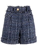 Balmain short en tweed à taille haute - Bleu - thumbnail