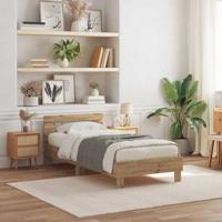 vidaXL Moderne Massief Eiken Bedframe Eenpersoon 90 X 200 cm Kwaliteitsafwerking Eenvoudige Montage Stijlvol Meubilair Voor Slaapkamers Hout Duurzaam Slaapkamer Volwassene Strak Ontwerp Gelakt