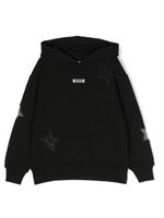 MSGM Kids hoodie en coton à logo brodé - Noir