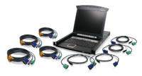 IOGEAR 8-Port 17 LCD Combo KVM Switch w/ 4 USB & 4 PS/2 KVM, GCL1808KIT