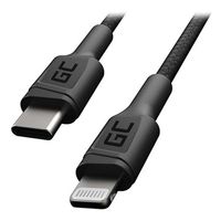 Green Cell Power Stream Gevlochten USB-C / Lightning Kabel - 1m - Zwart - thumbnail