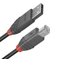 Lindy 7,5 m USB 2.0 printerkabel, USB-A naar USB-B-kabel, scanner en printerkabel voor HP, Canon, Dell, Epson, Brother, elektrische piano, Anthra-lijn