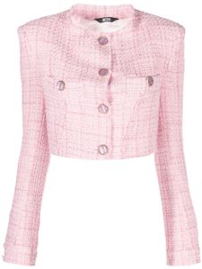 GCDS veste crop en tweed - Rose