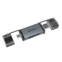 Akasa 2-in-1 USB 3.2 Memory Stick, 5 Gbps High Speed Flash Drive Type C & Type A Transfer, SD en MicroSD Dual Card Reader, compatibel met macOS, Windows, Linux, Android System, AK-CR-12