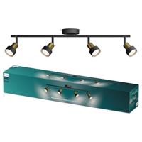 Philips Conduit Spot - Plafondspot met vier lichtpunten - Zwart met goud design - GU10 LED fitting