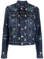 DSQUARED2 veste crop en jean à ornements en cristal - Bleu