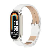 By Qubix - PU leren bandje - Wit - Compatible met Xiaomi Smart Band 8 & 9 - Compatible Xiaomi bandje