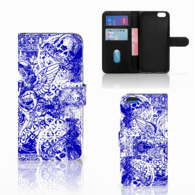 Telefoonhoesje met Naam Apple iPhone 6 Plus | 6s Plus Angel Skull Blauw