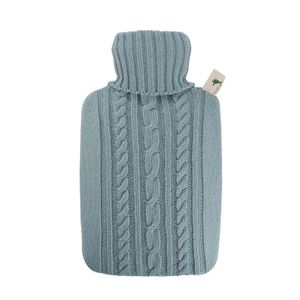 Luxe warmwaterkruik met gebreide hoes pastel blauw 1,8 liter   -