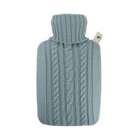 Luxe warmwaterkruik met gebreide hoes pastel blauw 1,8 liter   - - thumbnail