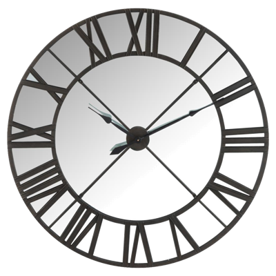 J-Line Klok Spiegel Metaal Zwart 122,5x8,5x122,5