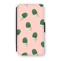 Cactusprint roze: iPhone X Flip Hoesje - thumbnail