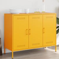 Dressoir 100,5x39x79 cm koudgewalst staal mosterdgeel - thumbnail